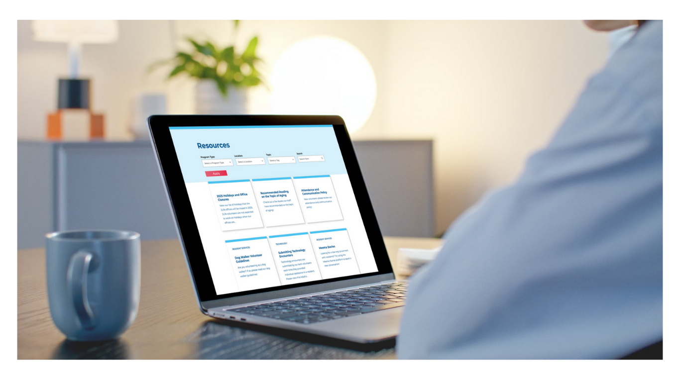 A laptop showing the Resource section of the Volunteer Portal