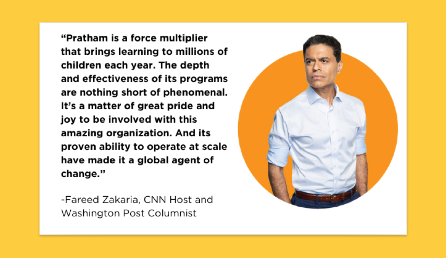 Inspiration quote from Fareed Zakaria