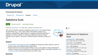 Screenshot for landing page of Salesforce Suite project on Drupal.org