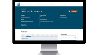 Screenshot of Johnson and Johnson profile on ICCR Exchange Portal
